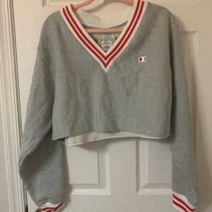 Champion Gray Crop Top Sweatshirt